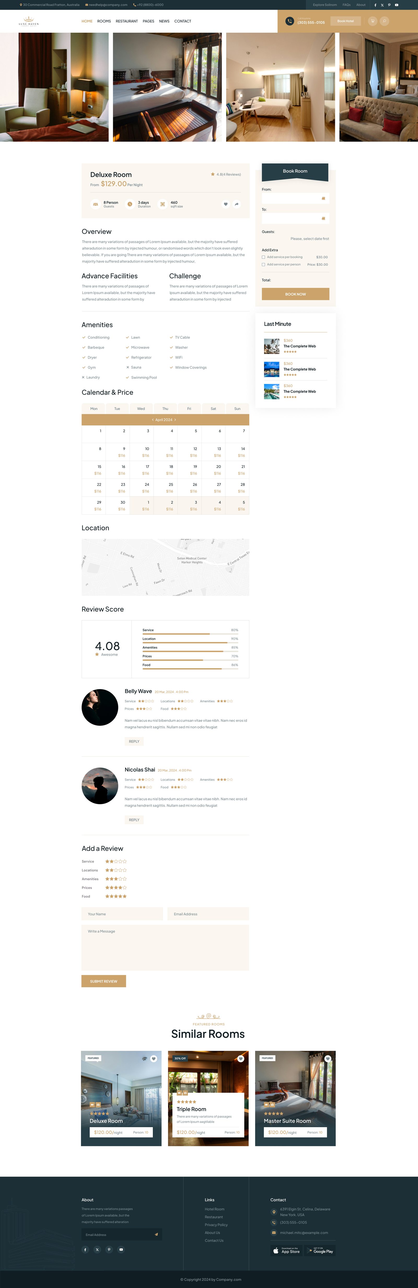 Luxe Haven suite detail page