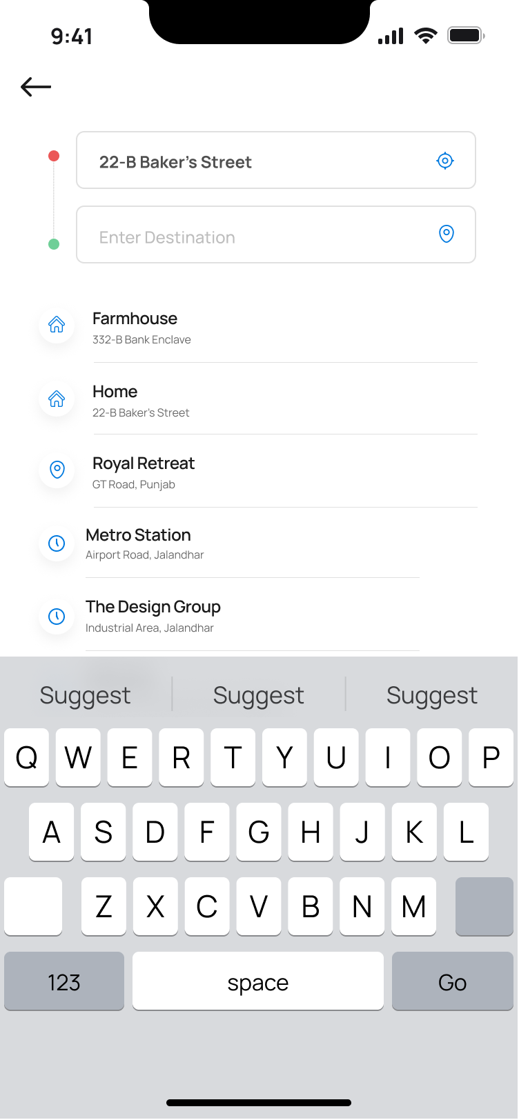 Choose location on map