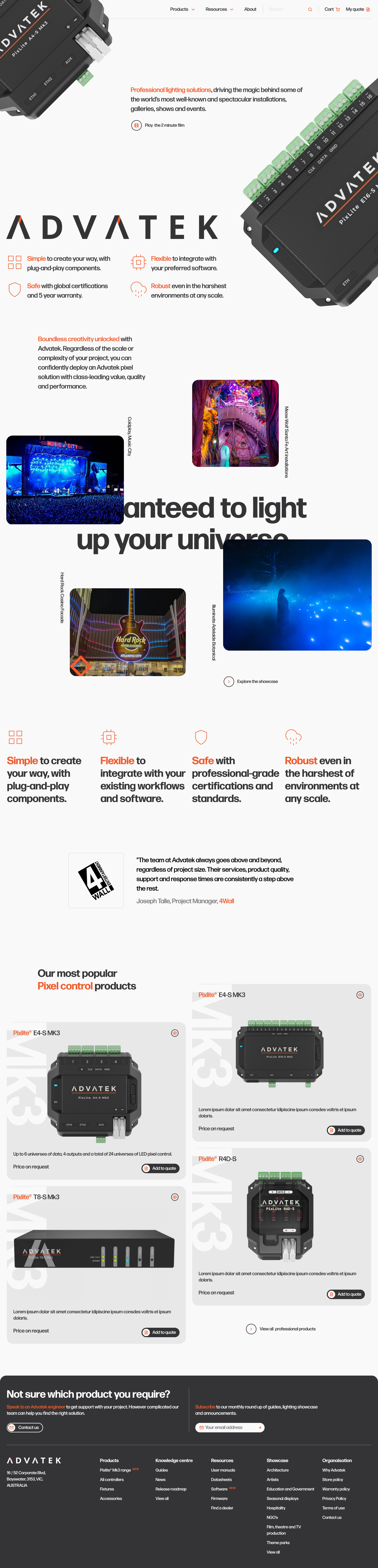Advatek — Professional Lighting Control Website