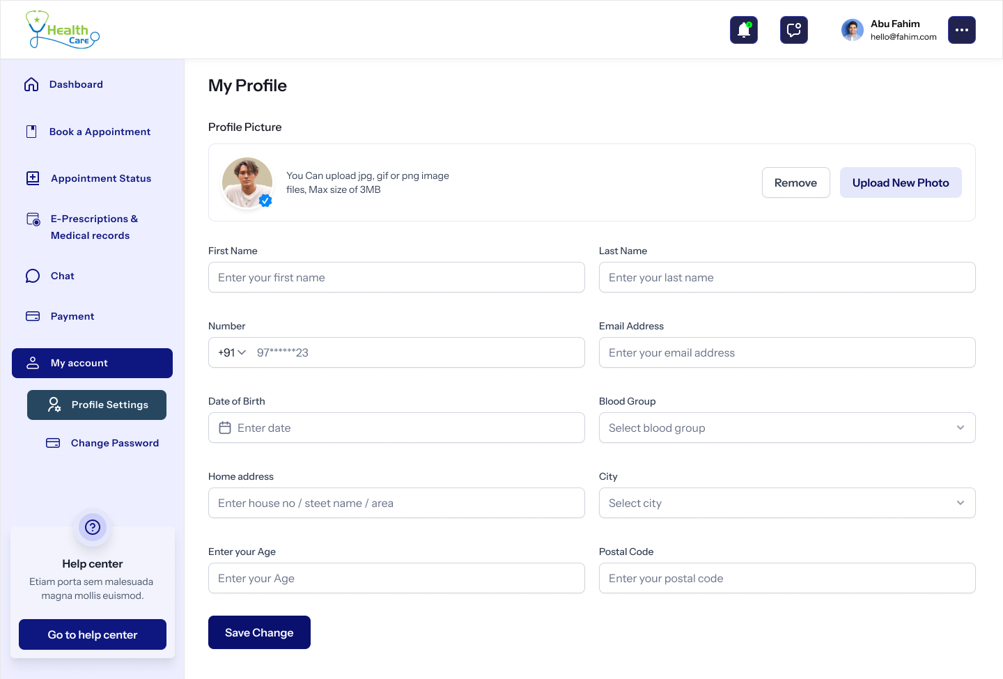 Profile & Account desktop