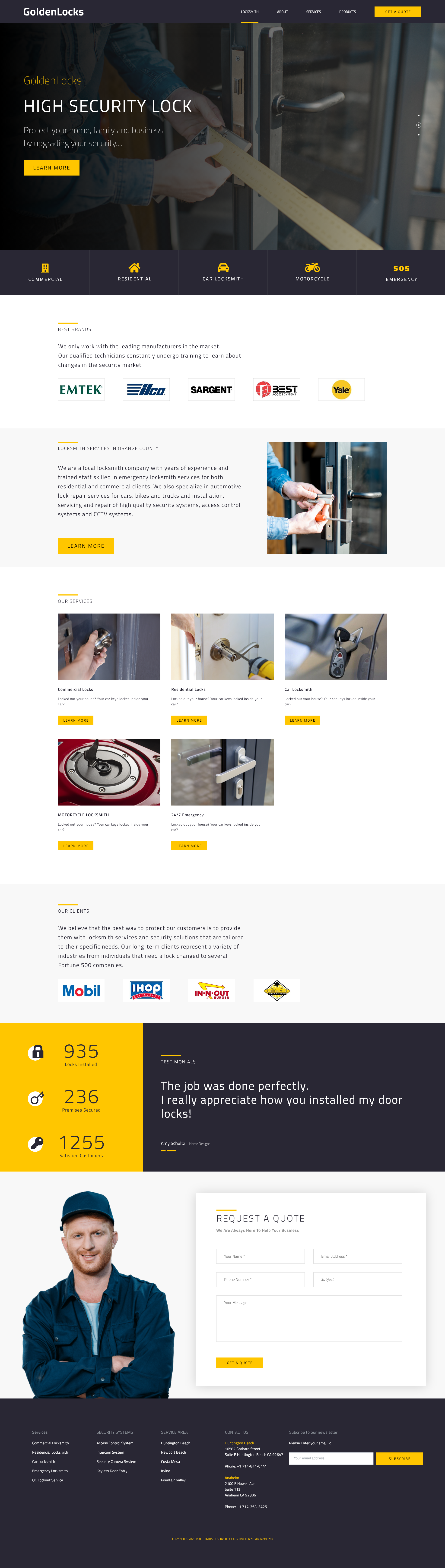 GoldenLocks — 24/7 Locksmith Services Website