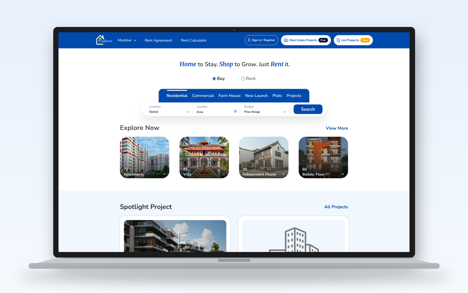 PropEase — Real Estate Marketplace for Buy, Rent & List