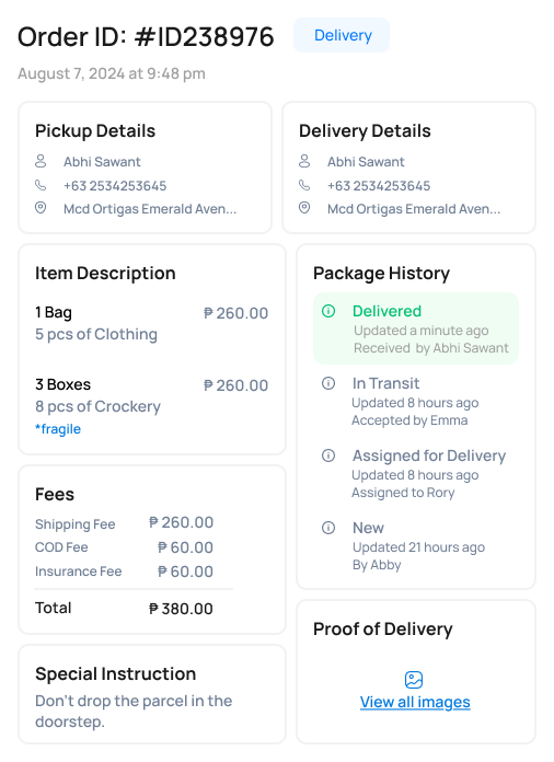 Delivery order detail