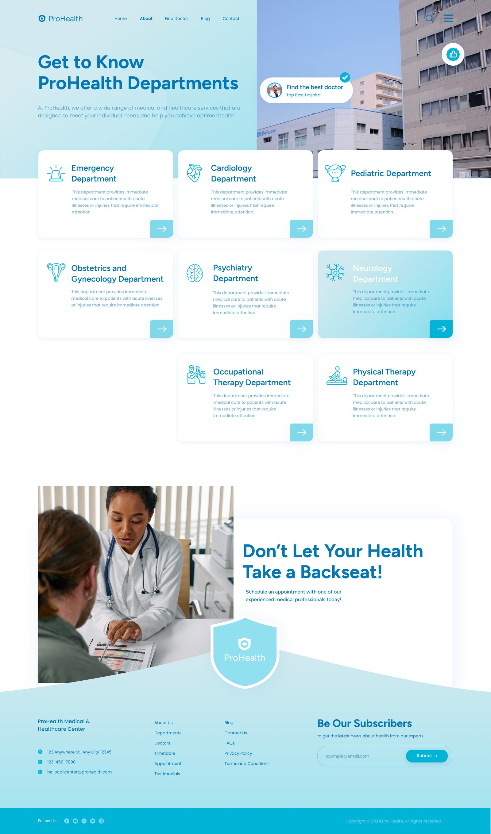 ProHealth departments page