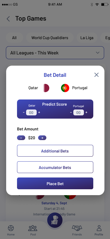 Score Bet popup
