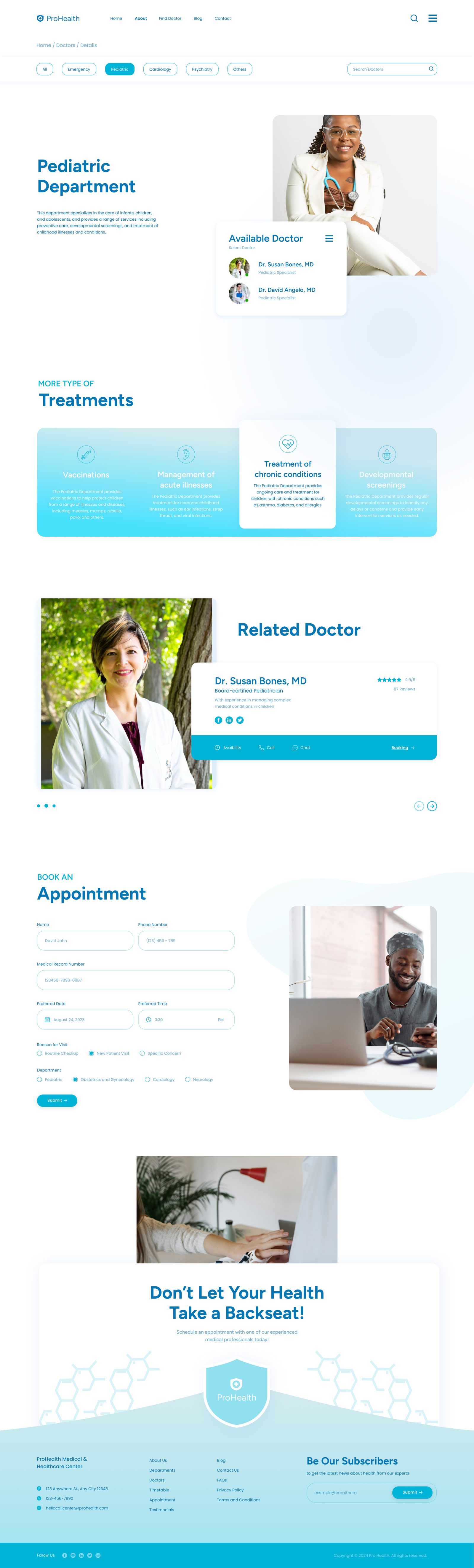 ProHealth department detail page