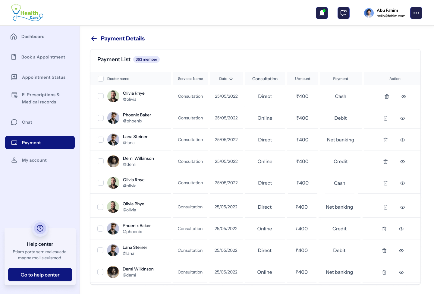 Payment Details desktop