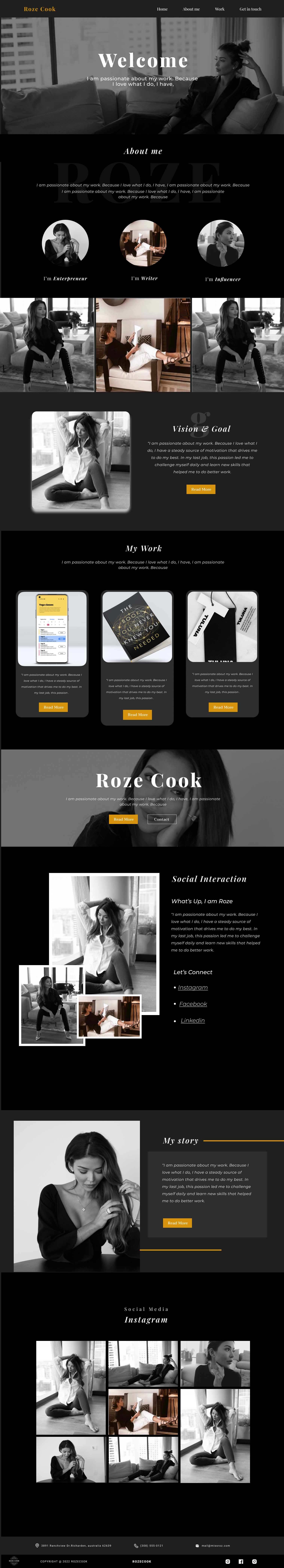 Roze Cook light theme — full page