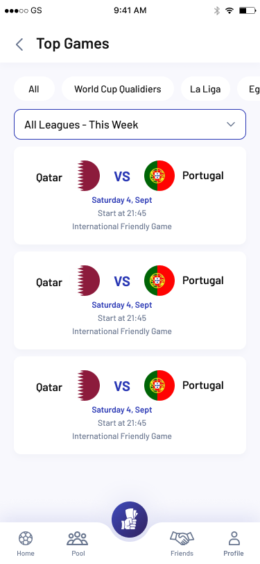 Match listing