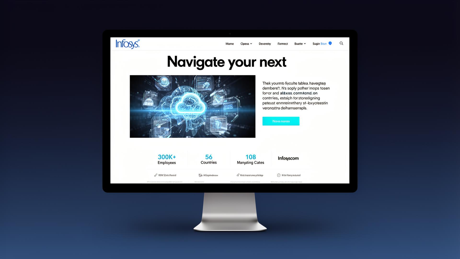 Infosys homepage redesign hero mockup