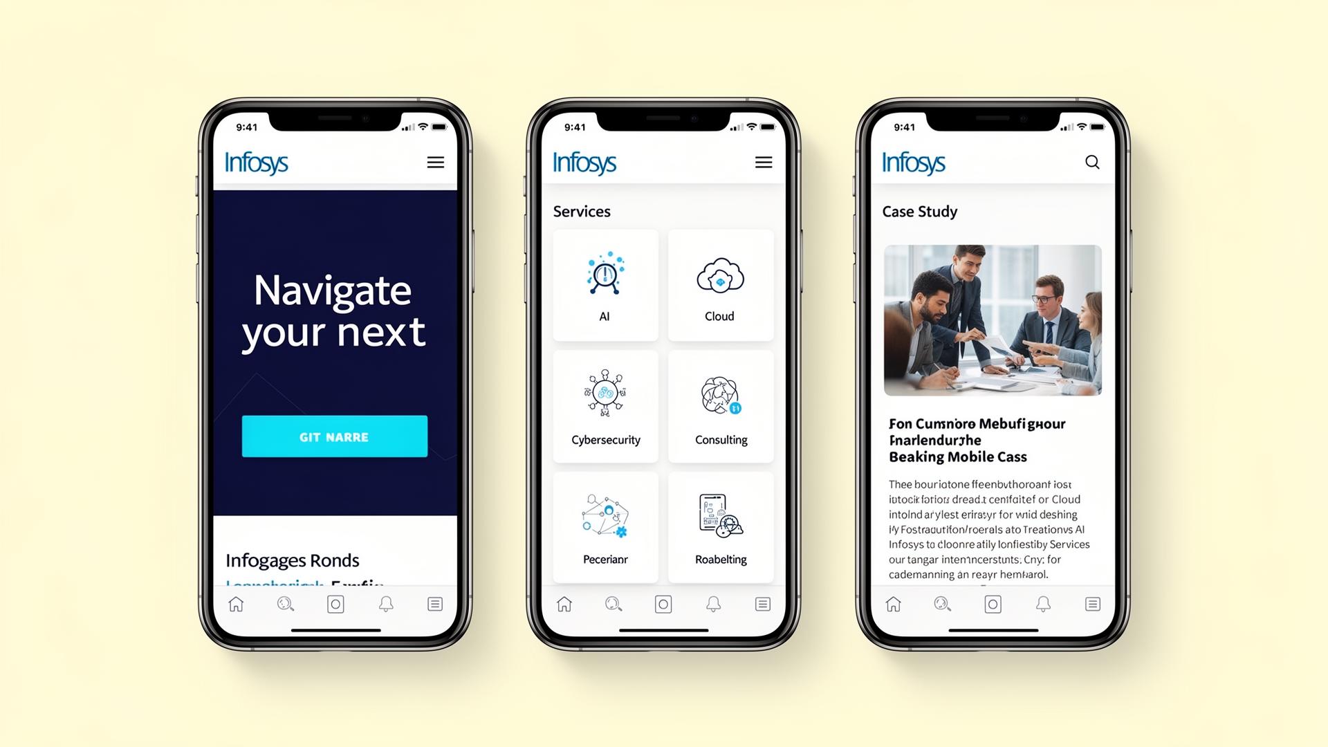 Infosys mobile UI mockups
