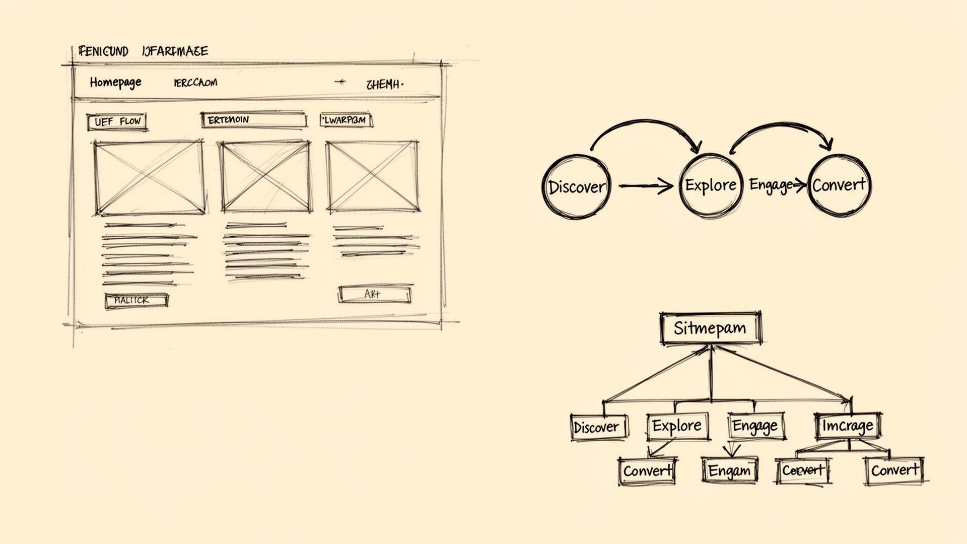 Wireframes and user flow diagrams